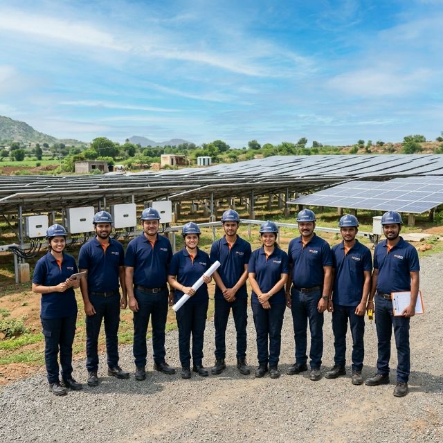 Durgesh Solar team at solar installation site